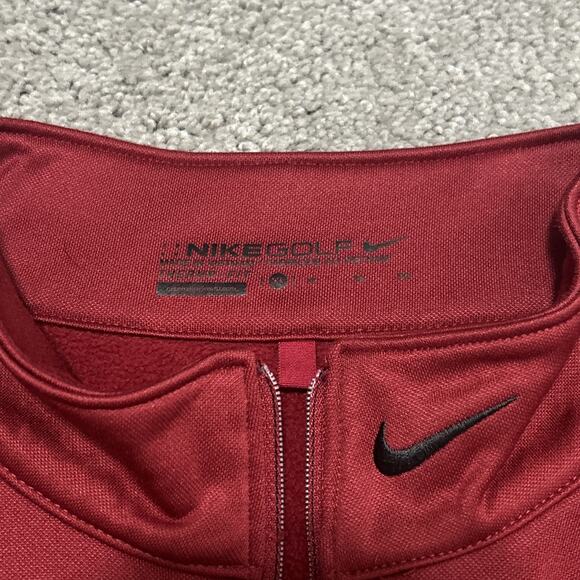 Nike Golf Sweater Size XL Red Fleece Fit Pullover 1/4 Zip Mock Neck Swoosh - Picture 2 of 6